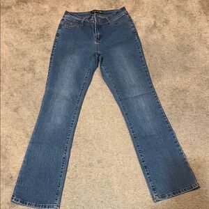 Blue Boot Cut Jeans with Medium Wash and Standard Waistband